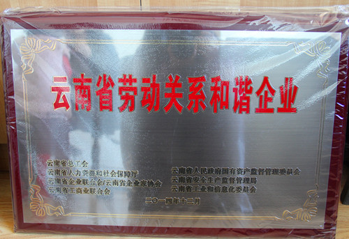 公司获省总工会劳动关系和谐企业表彰